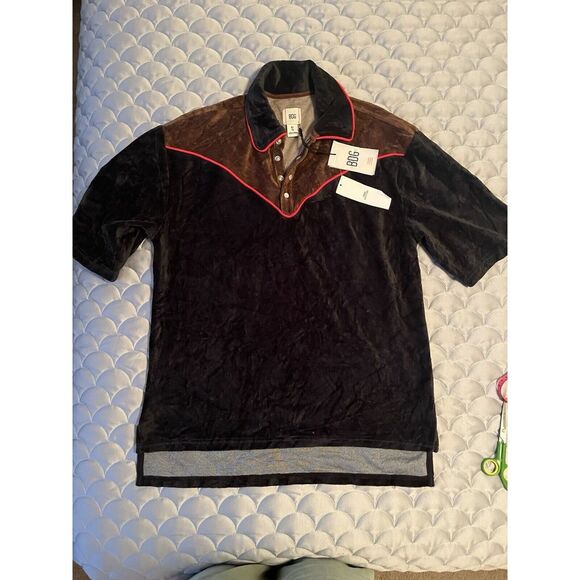 BDG western Velour Button Up Polo. New With tags. Size Small - Picture 4 of 8